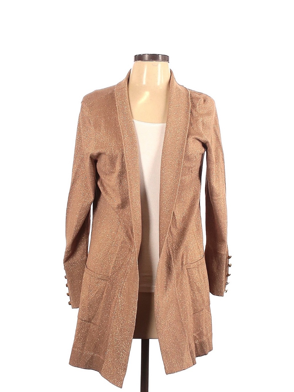 Shimmery Tan Open-Front Women's Coat